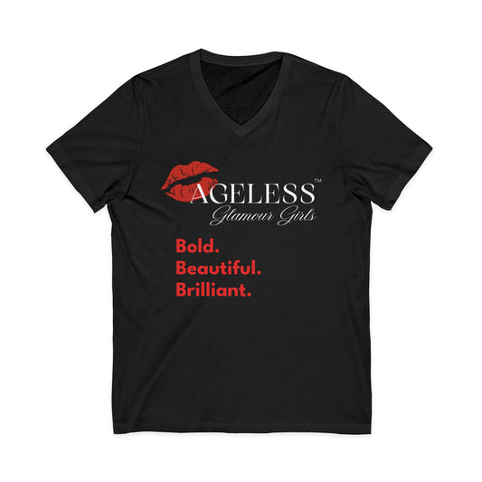 AGG Signature V-Neck T-Shirt – Bold. Beautiful. Brilliant. Statement Edition | Bella + Canvas 3005